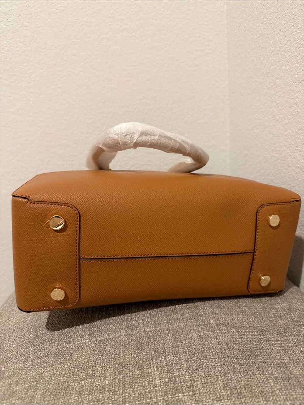 Michael Kors Tan Saffiano Leather Satchel with Gold Hardware